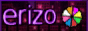 On the left 3D spinning pink text 'Erizo' on the right a wheel consisting of 8 slices each slice a color coresponding to a category on the website